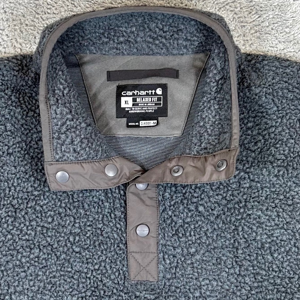 Carhartt Relaxed Fit Sherpa Fleece Pullover Gray 104991-H31 Mens XL